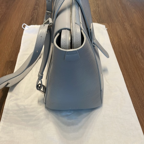 Senreve Maestra Satchel Bag Dolce Ice Blue Pebbled Leather Silver - Picture 5 of 8